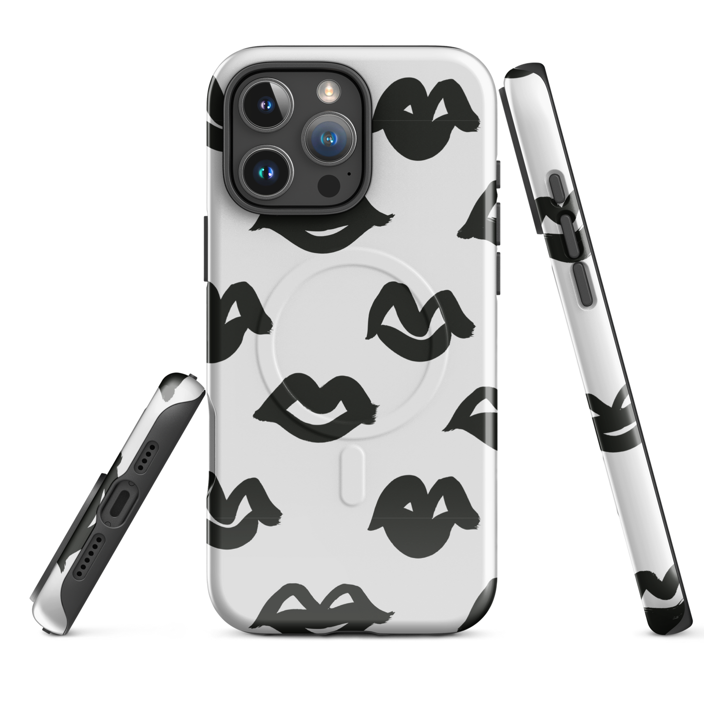 💋 Bold Lips Black & White MagSafe® iPhone® Case ✨