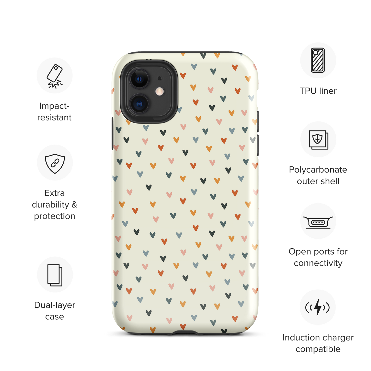 Cute Vintage Heart Pattern Tough Case for iPhone®