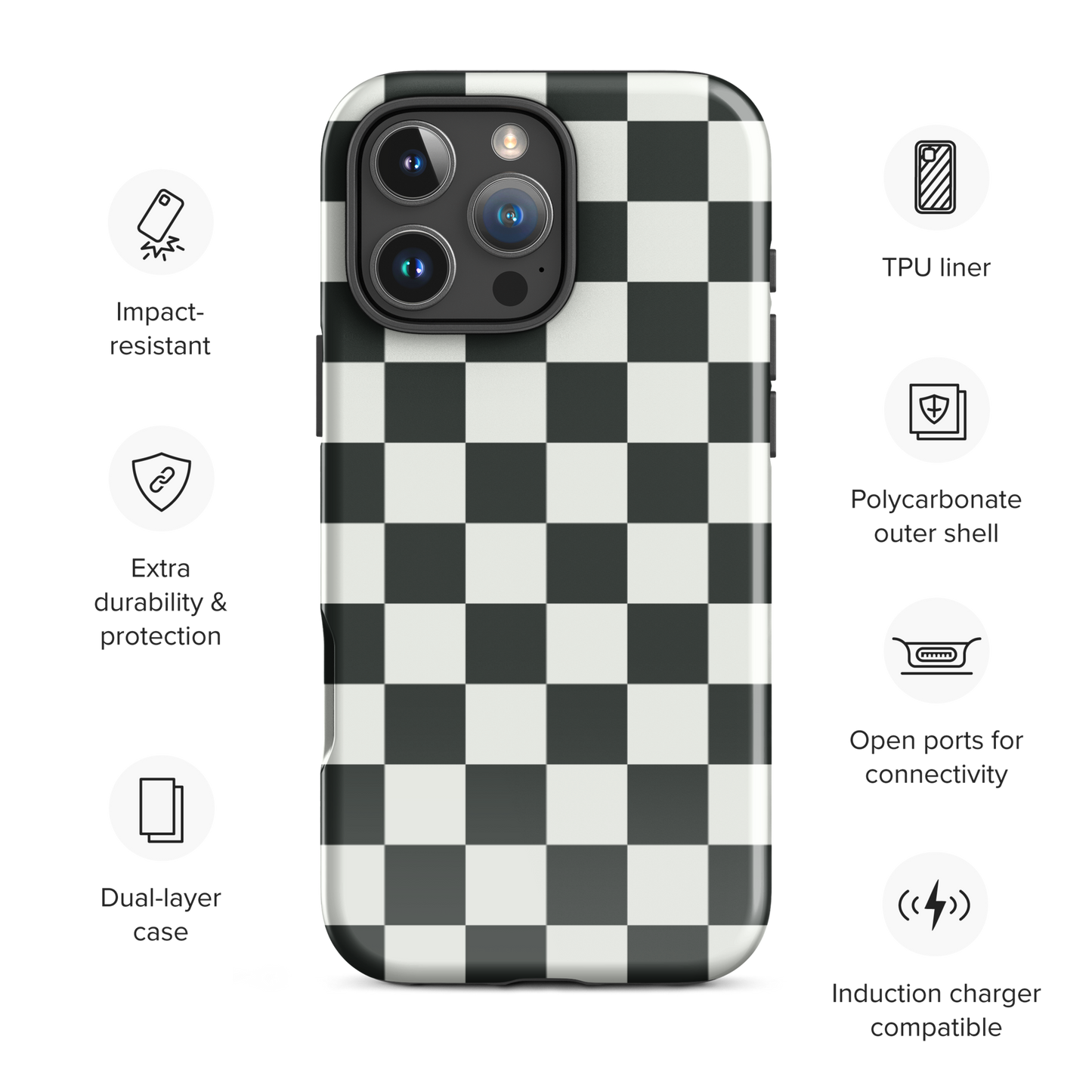 CHECKMATE Bold Checkerboard Tough Case for iPhone®