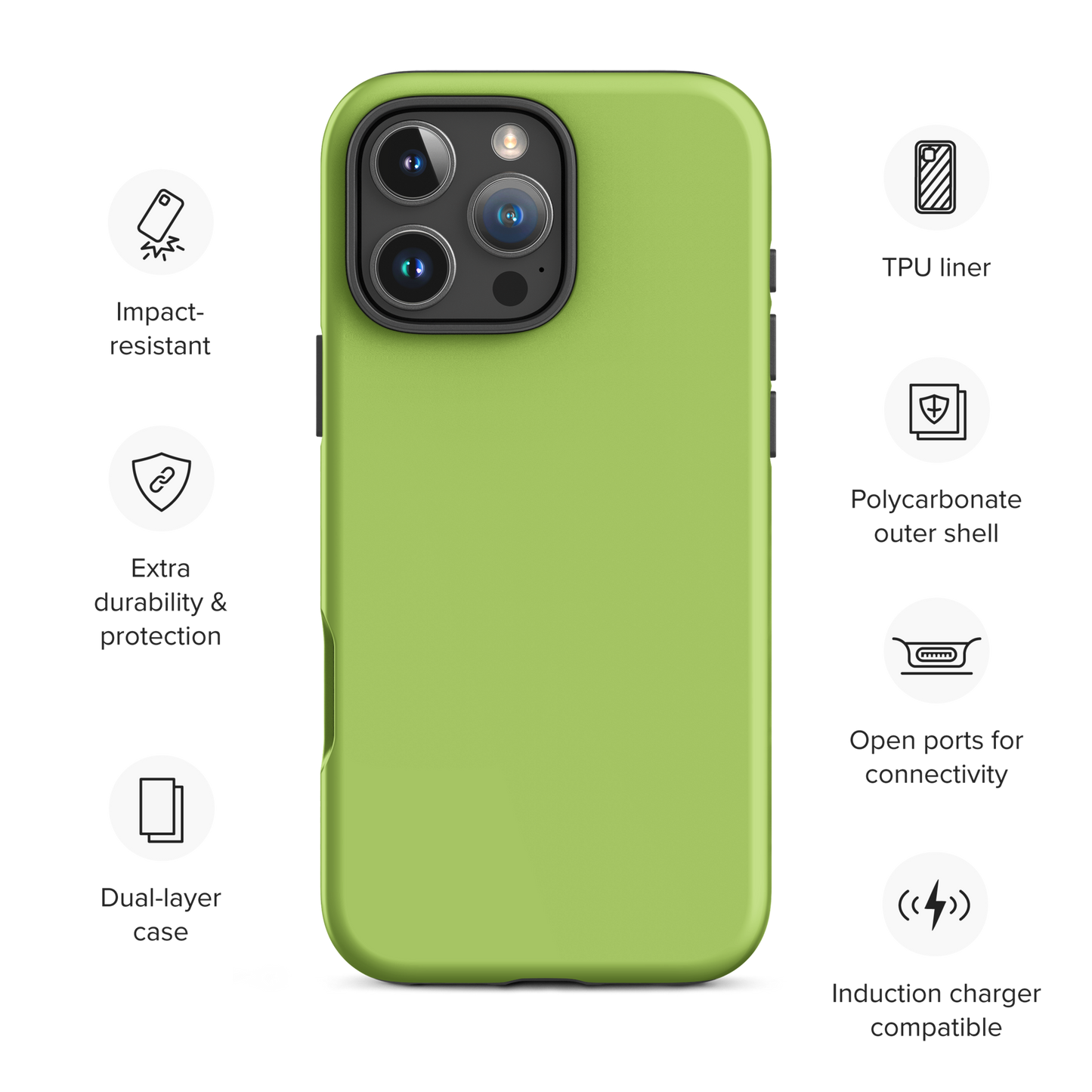 AVOCADO BLISS lime green tough iPhone® case featuring a bold, vibrant design with dual-layer protection for style and durability.