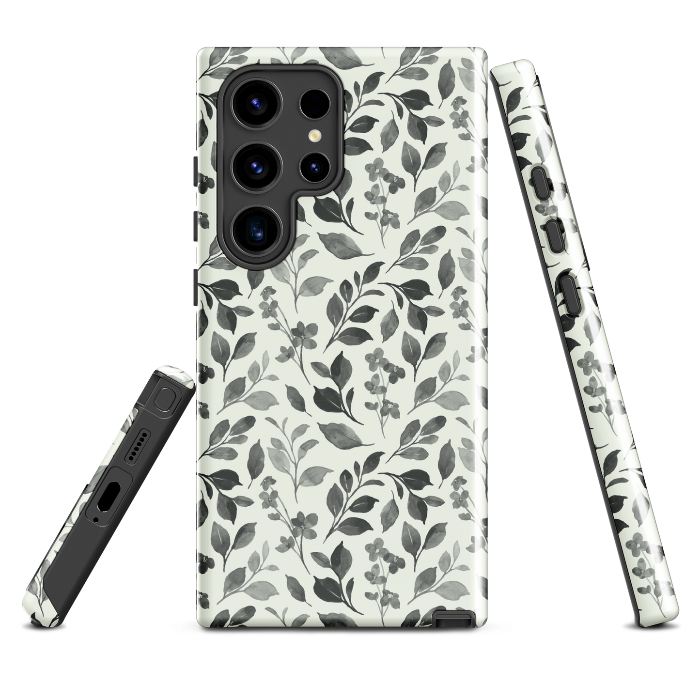 CAMILLE GREY Elegant Grayscale Floral Tough Case for Samsung®