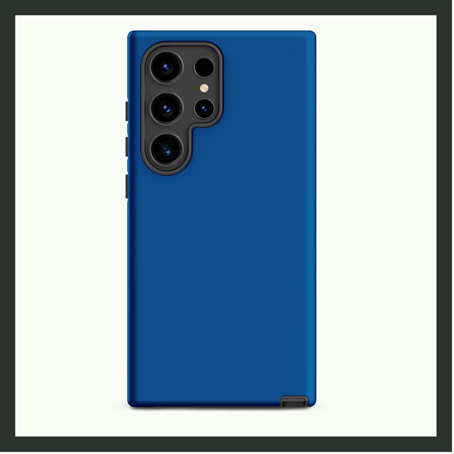 Tough Samsung case with a bold solid blue design, offering dual-layer protection with a stylish and minimalistic look.